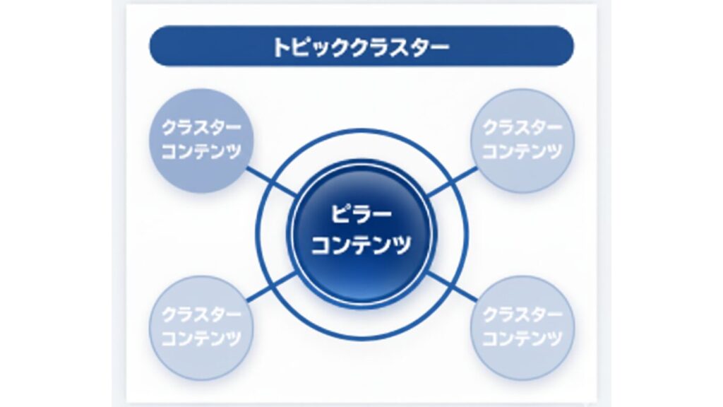 トピッククラスターを模した図