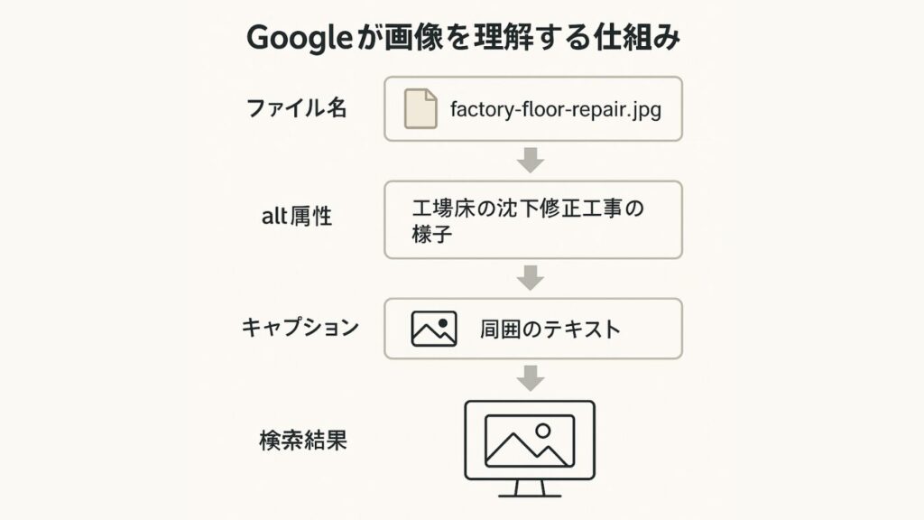 Googleが画像を理解する仕組みを図示したもの