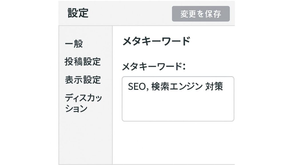 メタキーワードの設定画面のイメージ
