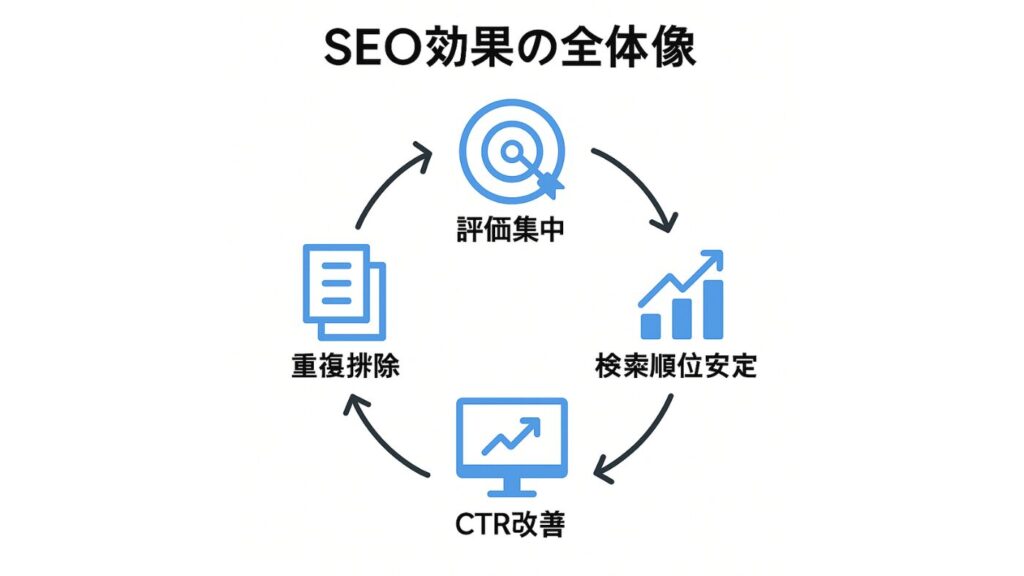 SEO効果の全体像を示したイメージ図