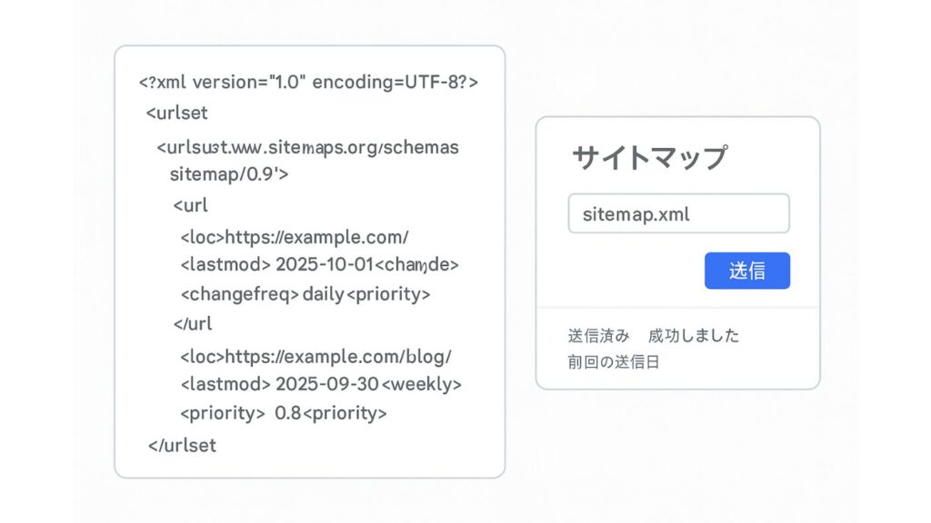 site,mapをサーチコンソールから入力しているイメージ画像