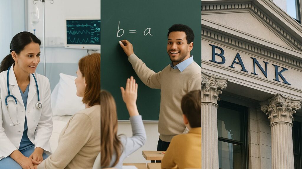 YMYL分野の病院・教育・銀行を示した写真