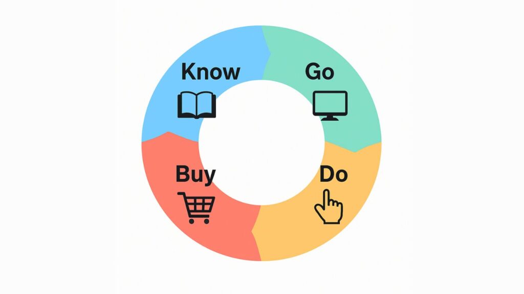 Knpw。Go、Do、Buyの4つのクエリを表した円グラフ