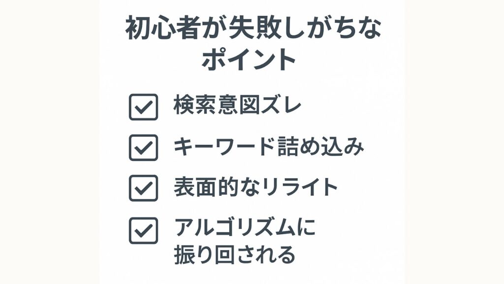 初心者が失敗しがちなポイント、チェックリスト